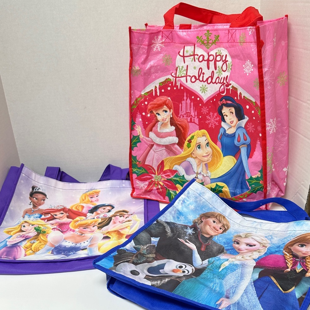 Bundle 3 Disney princess frozen reusable shopping tote bags